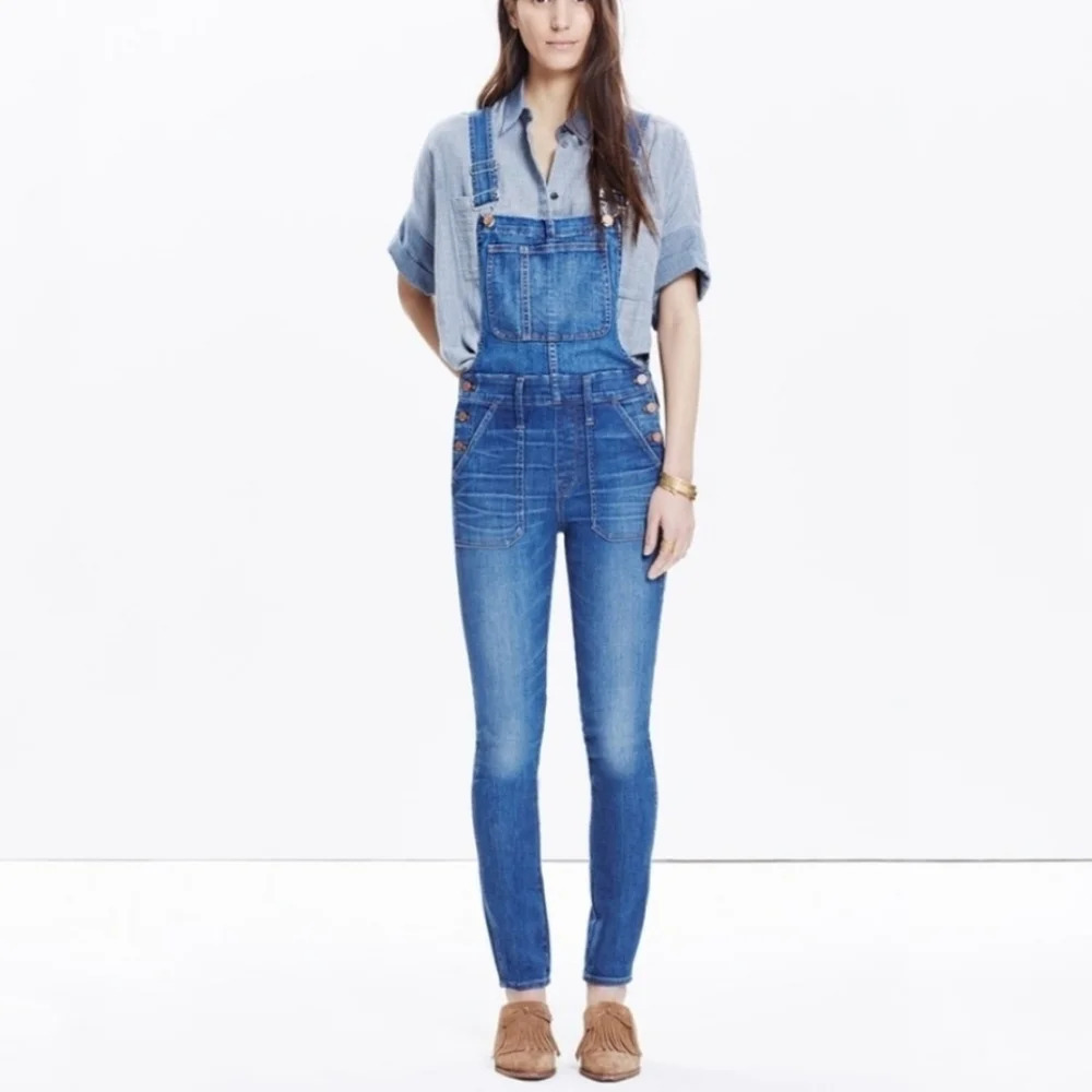 Madewell Skinny Denim bib overalls in Camila wash size xsmall - Picture 6 of 13